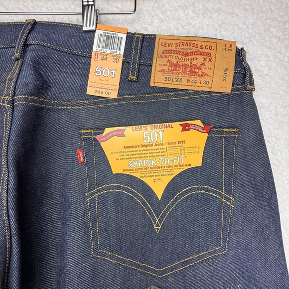 Levi's Other - Levis 501xx Shrink-To-Fit Jeans Mens 44x30 Raw Indigo Rigid Denim 00501-0000 NEW
